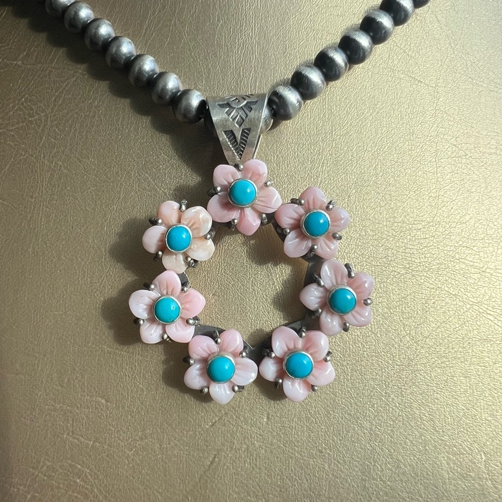Pink Conch & Sleeping Beauty Pendant